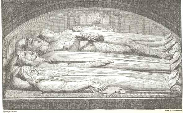“Counsellor, King, Warrior, Mother and Child, in the
Tomb.”  From Blair’s “Grave,” 1808.
Designed by William Blake; facsimiled on wood from the engraving
by Louis Schiavonetti