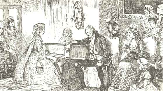 “The Music of the Past.”  From “Punch’s
Almanack,” 1877.  Drawn by George du Maurier; engraved by
Swain