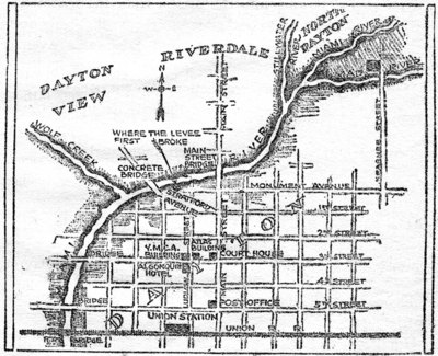 NORTHERN PART OF DAYTON, AND WATER COURSES WHICH OVERWHELMED THE CITY