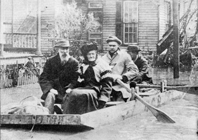 Even before the flood reached its height, the wood-working department of the National Cash Register Factory was busily putting together improvised boats that were afterwards of great value in rescuing marooned residents from their flooded homes