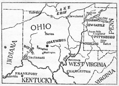 MAP SHOWING SOME OF THE PRINCIPAL CITIES AND TOWNS IN WESTERN PENNSYLVANIA THAT WERE FLOODED