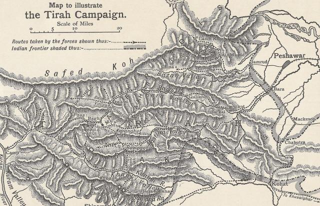 Illustration: Map illustrating the Tirah Campaign.