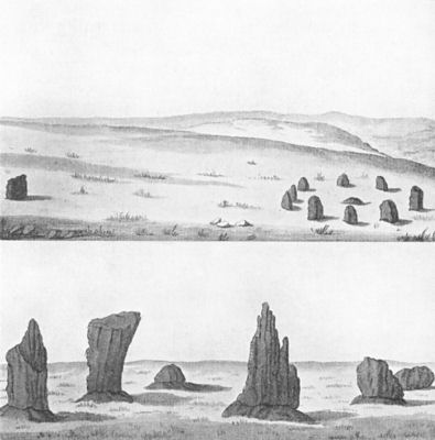Stone circles on Stanton Moor (from Archologia)