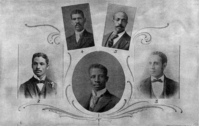 Chairmen of Committees.—1. J. B. Battle, Agriculture;
2. Dr. E. B. Jefferson, Dentistry; 3. Prof. D. W. Byrd, Educational;
4. Dr. William Sevier, Medicine; 5. Robert A. Walker, Poultry.