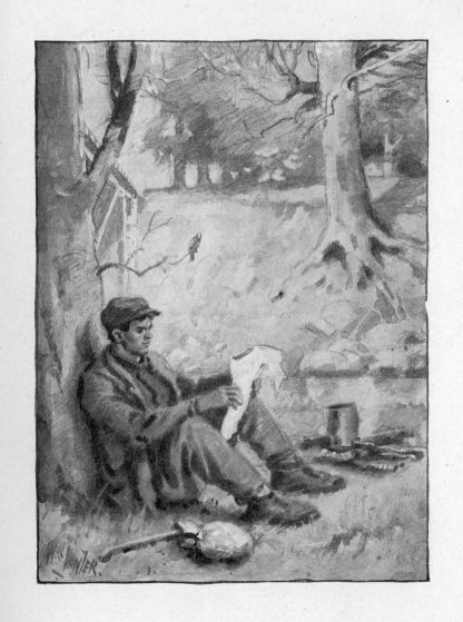 He camps near town on the old crick-bank