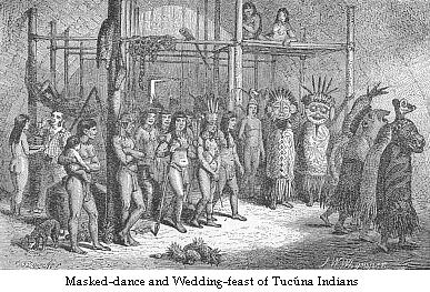 Masked-dance and wedding-feast of Tucúna Indians.