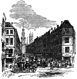 A crowded street scene.