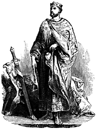 Full-length portrait of a man draped in robes.