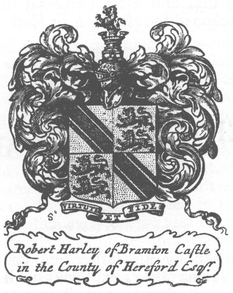 One of the Book-plates of Robert Harley as a Commoner.