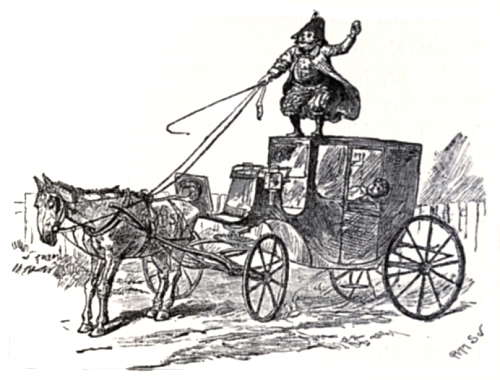 "THE CABMAN HAD CLIMBED UP ON TOP OF THE CAB AND WAS
THROWING STONES AT THE HORSE."