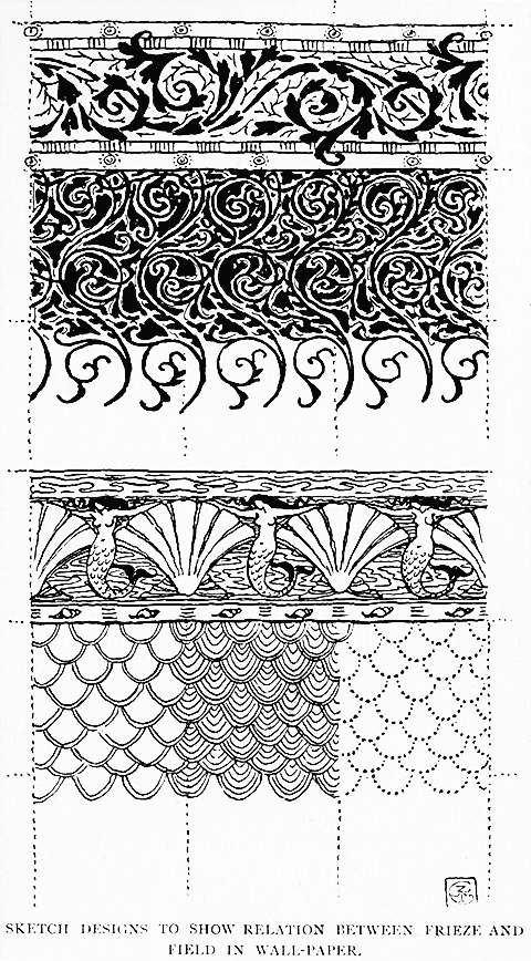 Sketch Designs to Show Relation
Between Frieze And Field in Wall-paper.