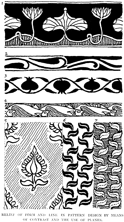 Relief of Form and Line in Pattern
Design by Means of Contrast and the Use of Planes.