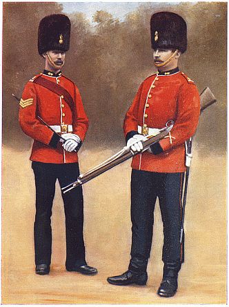SERGEANT AND PRIVATE OF THE DUBLIN FUSILIERS. Photo by Gregory & Co., London.