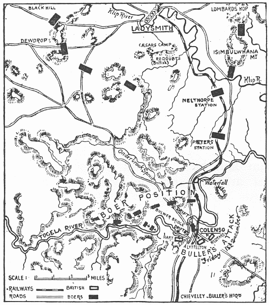 Map Showing the Attempted Passage of the River by
General Buller on December 15.
