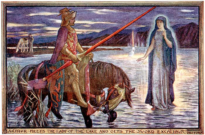 ARTHUR MEETS THE LADY OF THE LAKE AND GETS THE SWORD
EXCALIBUR