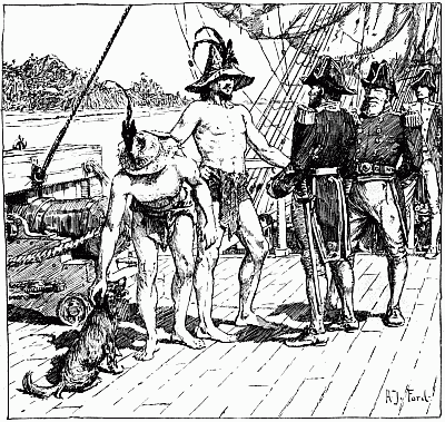 The Pitcairn islanders on board the English frigate