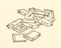 [Illustration: Decoration of a pile of books]