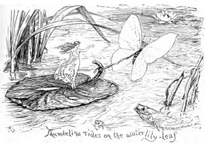 Thumbelina Rides on the Waterlily-leaf