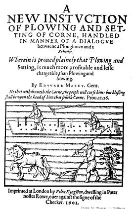 Title Page for A NEW INSTRVCTION OF PLOWING AND SETTING OF CORNE