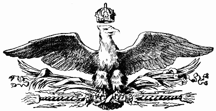 decoration of an eagle with wings spread wide and a crown above its head