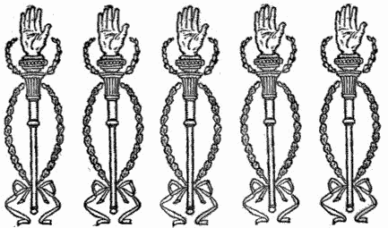decoration of five torches with a hand for the flame
