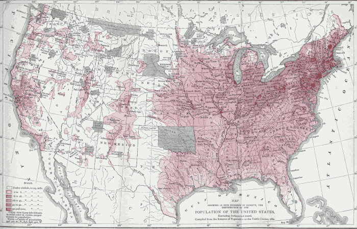 Illustration: Population Map of United States, 1880