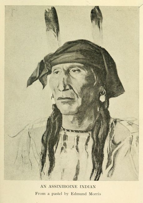 An Assiniboine Indian.  From a pastel by Edmund Morris.