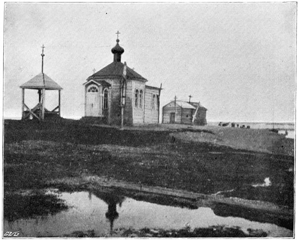 The new church and the old church at Khabarova