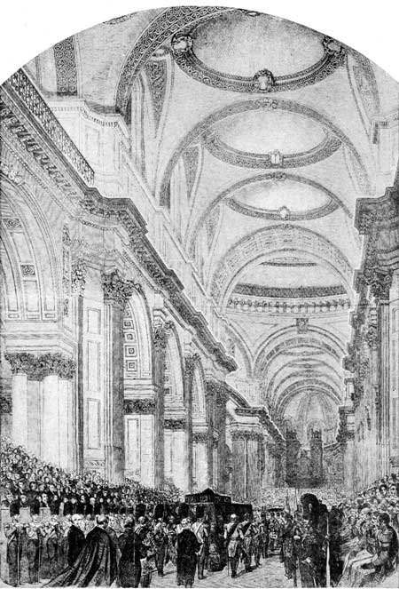 INTERIOR OF ST. PAUL'S CATHEDRAL DURING THE DUKE OF WELLINGTON'S FUNERAL.