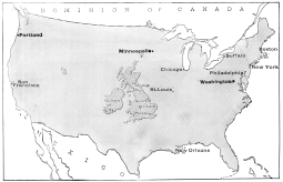 map of The British Isles and the United States