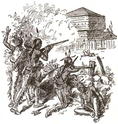 Indians attacking a Stockaded Fort on the Frontier