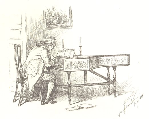 Man playing at harpsichord