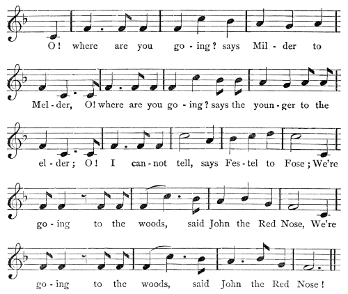 Music notation for John the Red Nose