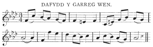 Music notation for Dafydd y Garreg Wen