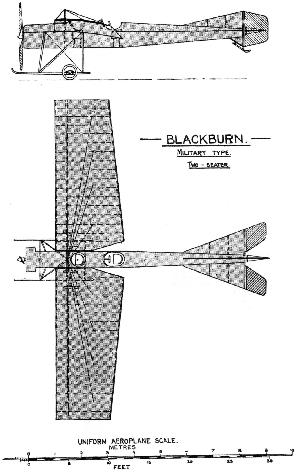 BLACKBURN. Military Type. Two-seater. Uniform Aeroplane Scale