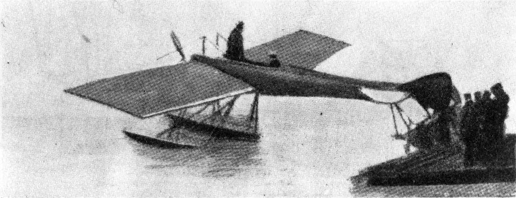 The 80 h.p. mounted on floats as a hydro.