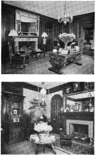 Plate XIX.—Drawing Room, "The Lindens"; Library, "The Lindens."