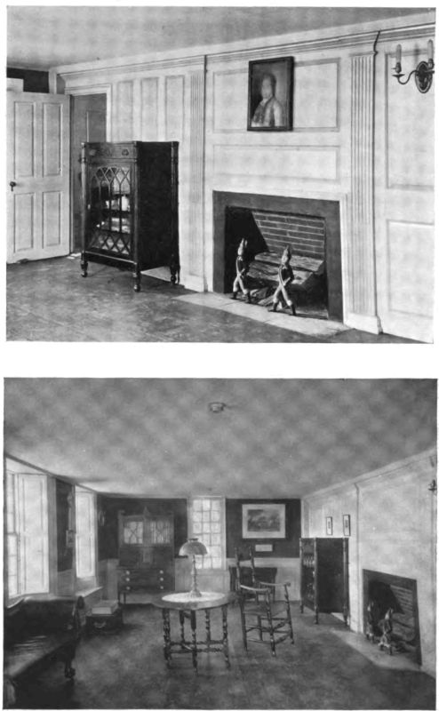Plate XXXIII.—Living Room, Ladd-Gilman House; Robert Treat Room, Ladd-Gilman House.