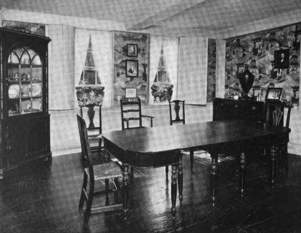 Plate LXXXVIII.—Dining Room, Quincy Mansion, showing the old Chinese Wallpaper.