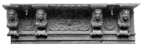 Portion of carved cornice of pinewood.