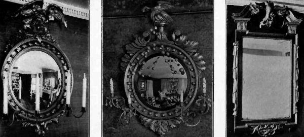 Plate XLII.—Girandole in George Ropes House, 1800; Girandole, 1800; Constitution Mirror, 1780.