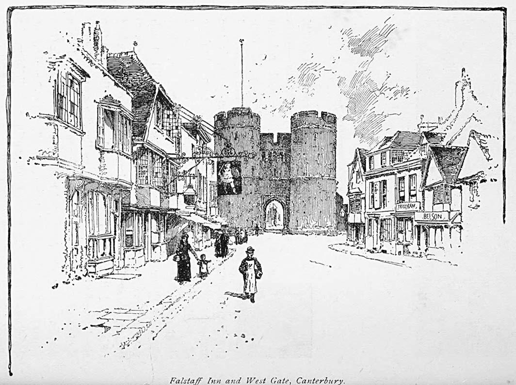 Falstaff Inn and West Gate, Canterbury.