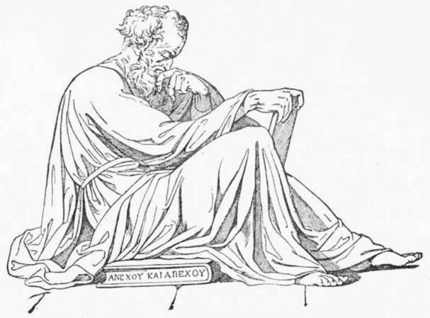 EPICTETUS, THE SLAVE. From a painting by Giuseppe
Rossi.—Marcus Aurelius, on the throne of Europe and two parts of our
hemisphere, did not think otherwise than the slave Epictetus.
