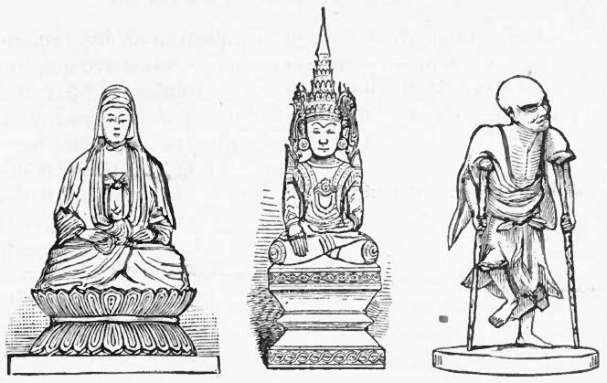 Kwan-yin, the goddess of mercy.—Burmese Buddha.—Chinese
figure in ivory.