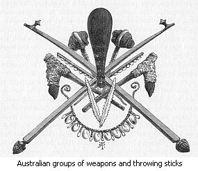 Australian group of weapons and throwing sticks