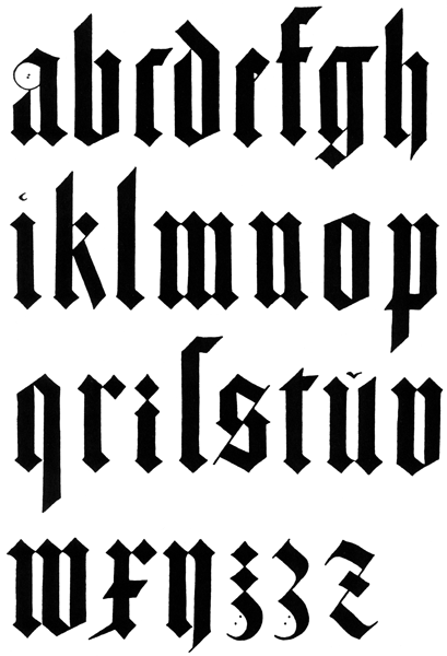Antique form of the letters in black