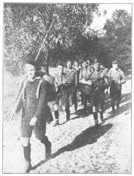 GROUP OF HIKERS ON THE MARCH