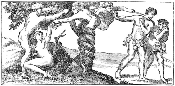 Fig. 2.—Temptation and Expulsion (Michæl Angelo, Sistine Chapel).