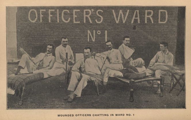 WOUNDED OFFICERS CHATTING IN WARD NO. 1
