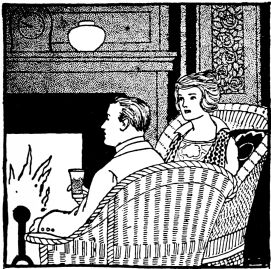 Couple on loveseat in front of fire